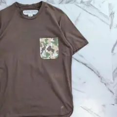 HUNTING WORLD イタリア製 S/SポケTEE 48 茶×迷彩