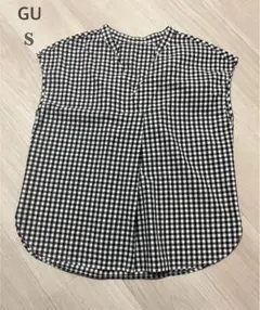 涼しい　GU ギンガムチェック ノースリーブシャツ　S