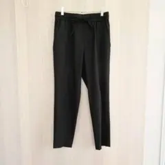 ザラベーシック パンツ スラックス ゴムウエスト ストレート ブラック S