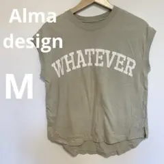 アルマデザインAlma design 袖なしロゴTシャツ　M