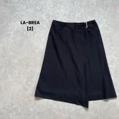 a1785＊LA-BREAフレアスカート　黒【2】膝丈　ベルトデザイン　綺麗め