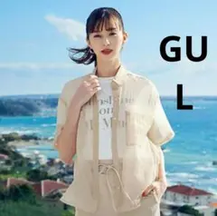GU　ジーユー　シアーオーバーサイズシャツ 　ベージュ　L