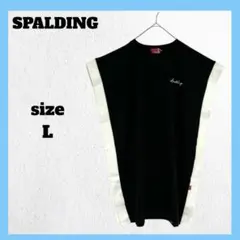 ＊スポルディング ノースリーブカットソー バイカラー ブラック×ホワイト L