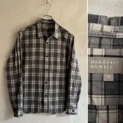 美品 MARGARET HOWELL チェックシャツ グレー MHL.