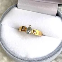 K18 リング アクアマリン ダイヤモンド 8号 指輪 18金