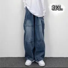 ワイドデニム　カーゴパンツ　ユニセックス　大きいサイズ　韓国ストリート　Y2K