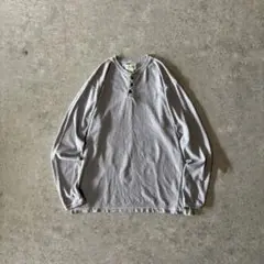 90s エディーバウアー ヘンリーネックロンT カットソー グレー Lサイズ