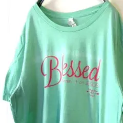 キャンバス Blessed Tシャツ XL ライトグリーン 黄緑 古着