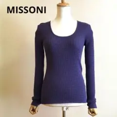 MISSONI ワッフルリブUネックニット