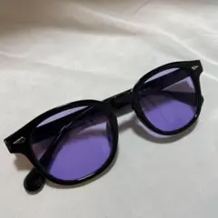 新品 パープルレンズ サングラス ボストン 黒縁 ブラック 伊達眼鏡 メガネ