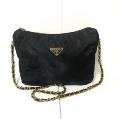 【極美品】PRADA プラダ/白タグ付き*チェーンショルダーバッグ黒