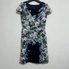 Carlragazze 花柄刺繍ワンピース S 上品 フラワープリント ドレス
