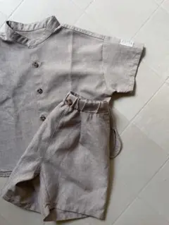 タイニーマノン ベージュ 半袖シャツ ハーフパンツ セットアップ