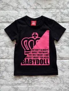 BABYDOLL 王冠デザイン Tシャツ 黒 ピンク