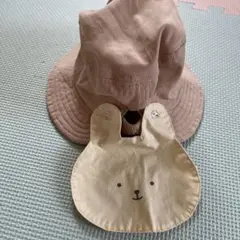 ウサギ顔付きベージュバケットハット 50cm