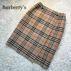 【希少】バーバリー ノバチェック 巻きスカート リバーシブル 高級ウール 9号