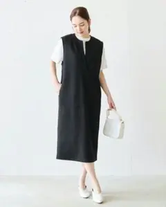 【１度着用】ドゥクラッセ ダブル編みジャージー・キーネックジャンスカ完売カラー