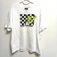 MTV チェック柄ロゴ Tシャツ ホワイト