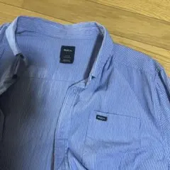 RVCA 半袖シャツ 青白ストライプ