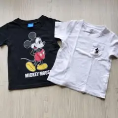 ミッキーマウス Tシャツ 2枚セット (黒・白)