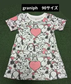graniph(グラニフ) 半袖 ワンピース スヌーピー ベル ハートとリボン