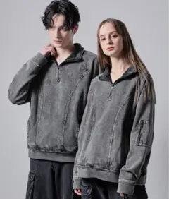 【新品】CLEL ヴィンテージ ハーフジップ スウェット グレー Sサイズ