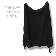 【袖レースアップカットソー】FORTUNE CooKIES 肩開き ブラック M