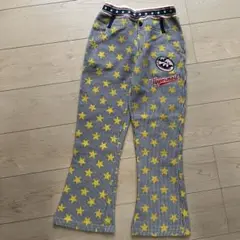 【美品】Uppermost 裏起毛　星柄ストライプパンツ 140cm