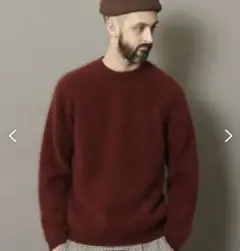BY united arrows ヘアリー ハーフアゼ セーター　エンジ
