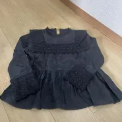 Coca セーラーカラー、レース刺繍カットソー　 ブラック