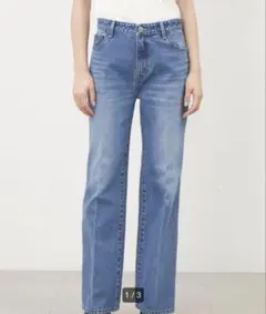 後ろスリットストレートデニムパンツ　LBUE