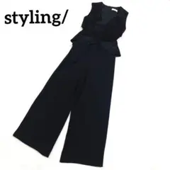 美シルエット カシュクール オールインワン styling/ ブラック 黒