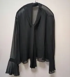 未使用美品 Otto シースルー 黒リボン付ブラウス 3L ボレロ