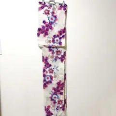 未使用品　浴衣単品　レディース　桜柄　オフホワイト&ピンク系