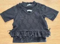THE SHOP TK 黒Tシャツ✳︎レース模様フリル付きタンクトップのセット