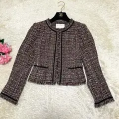 【美品】オシャレママ♡ナチュラルビューティー ツイードジャケット ママスーツ S