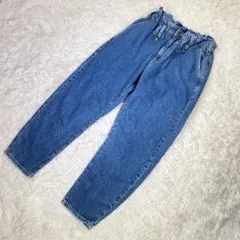 ZARAデニムパンツ バルーンパンツ ジーンズ スタッズ ダメージ ウエストゴム
