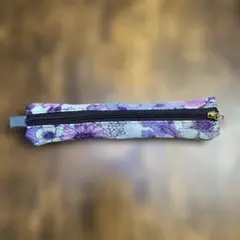 畳縁製 紫色の花柄 ペンケース