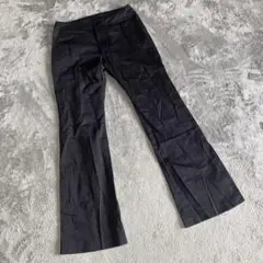 【ノーブランド】（M）カジュアルパンツ フレア スリットデザイン 黒