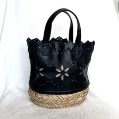 ★Airy Fairy かご＆合皮バッグ ブラック