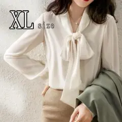 シースルーシフォンブラウス　LL 2L XL　オフィスカジュアルスーツ　冷房対策
