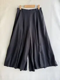 ニコアンド　レディース　ガウチョパンツ　XL　ワイド　リネン混　ブラック　黒