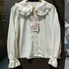新品＊青木美沙子＊my petti フリル付きアイボリーシャツL しまむら