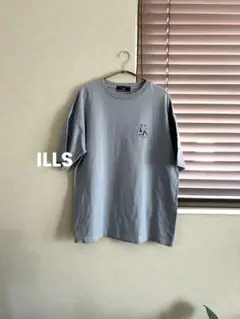 ILLS 刺繍デザイン ブルーグレー Tシャツ