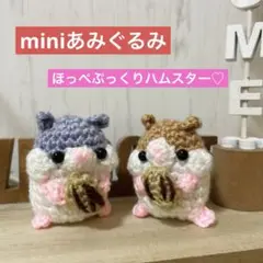 ◆miniあみぐるみ◆ほっぺあり、種を持ったハムスター2つセット