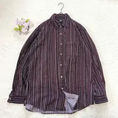 美品★ 【GOTCHA】 メンズ ベロア 長袖シャツ L コットン ストライプ