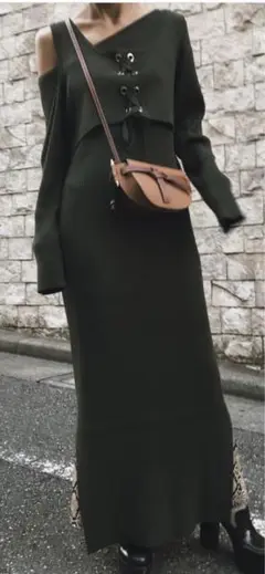 タグ付き アメリ レースアップ ニット ワンピース