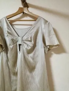 ハリスHarriss　綿シルクバックリボントップス　シャンパンゴールド　36