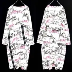 LIMI feu 19AW ファスナーデザイン プリント タックワンピース 白S