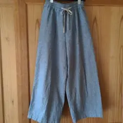 ONIGIRIリネン混ワイドパンツ　コットンリネンワイドパンツ　イージーパンツ
